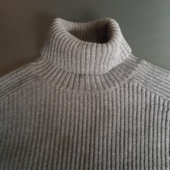 GAP SZ M Grey 100% Cotton Turtleneck Men's Vintage Sweater - Picture 5 of 15